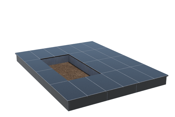 Площадки на могилу в Москве | Площадка с вертикальной (15 см) облицовкой гранитом Габбро (под цветник)