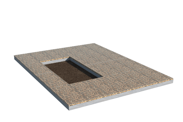 Площадки на могилу в Москве | Площадка с облицовкой Южно-Султаевским гранитом (под цветник)